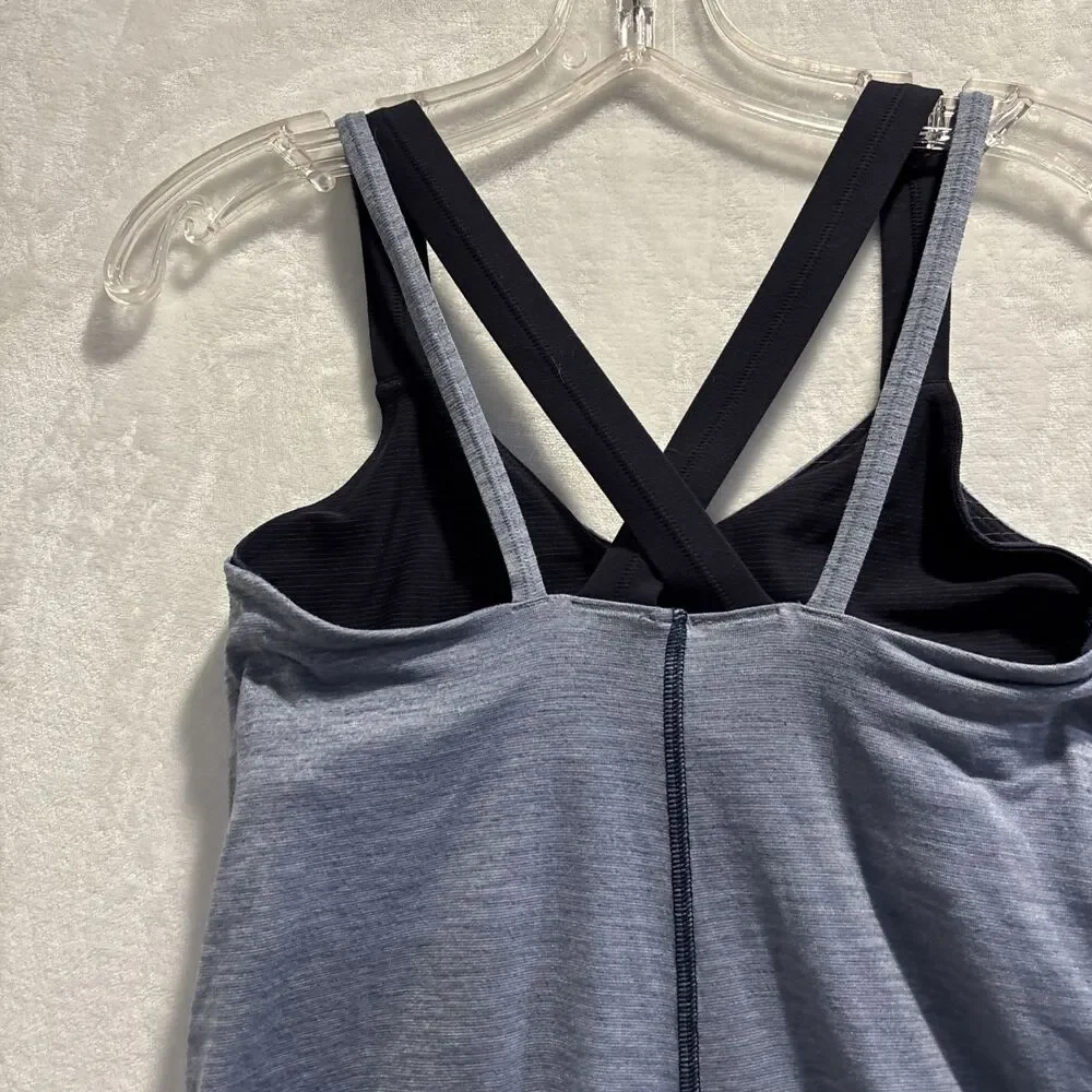 Lululemon Tank Top Women's Size 8 Blue Heather Run For Gold Athletic Gym Yoga